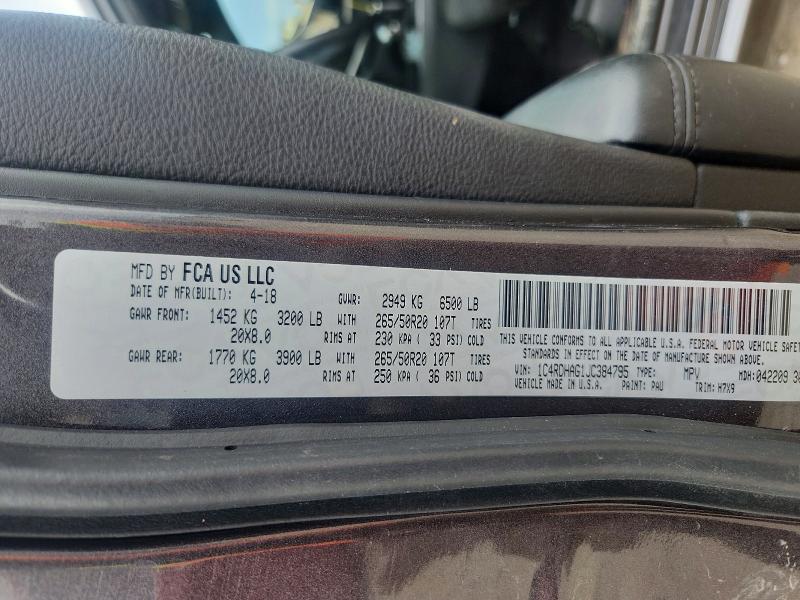 2018 Dodge Durango მანქანა იყიდება აუქციონზე, vin: 1C4RDHAG1JC384795, აუქციონის ნომერი: 52064886