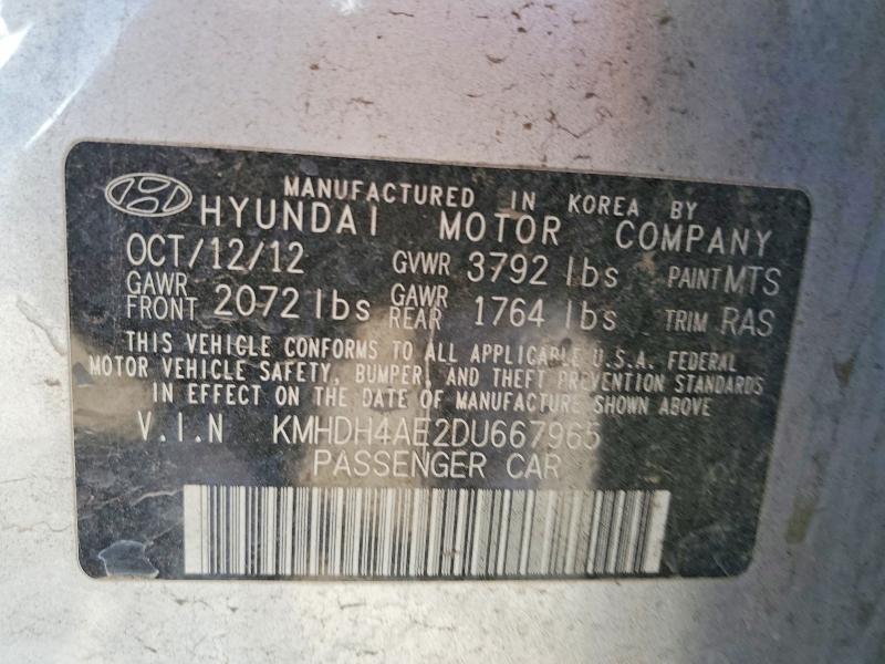 Aukcja sprzedaży 2013 Hyundai Elantra, vin: KMHDH4AE2DU667965, numer aukcji: 52103966