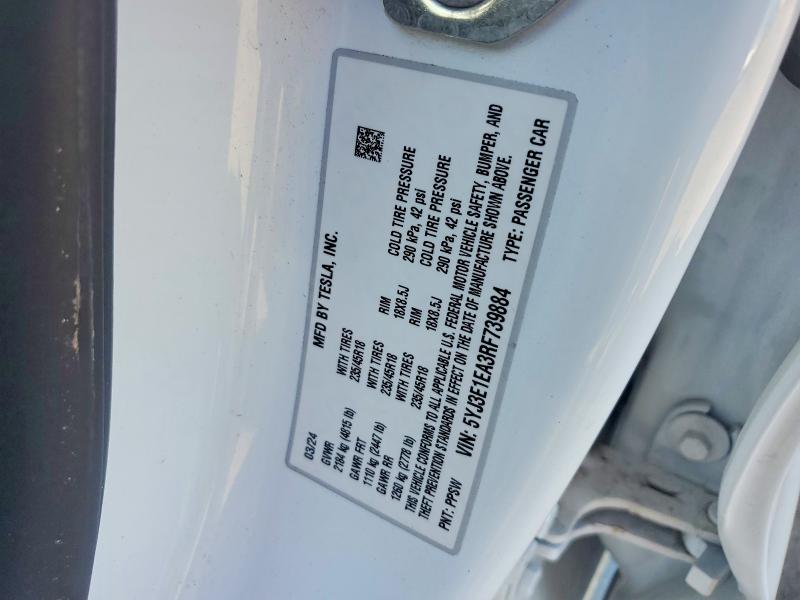Продажа на аукционе авто 2024 Tesla Model 3, vin: 5YJ3E1EA3RF739884, номер лота: 54724676