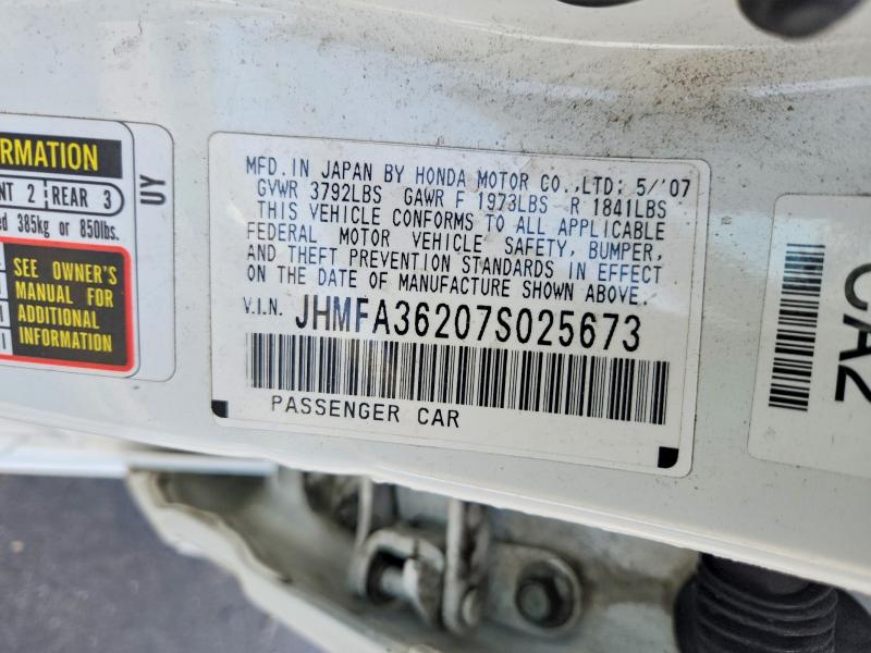 Продаж на аукціоні авто 2007 Honda Civic, vin: JHMFA36207S025673, номер лоту: 54490186
