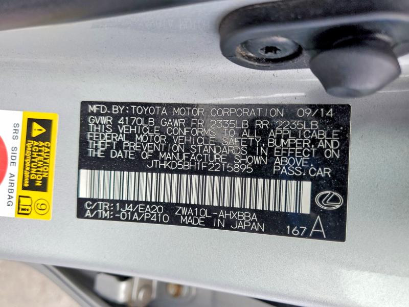 46782346 :رقم المزاد ، JTHKD5BH1F2215895 vin ، 2015 Lexus Ct مزاد بيع