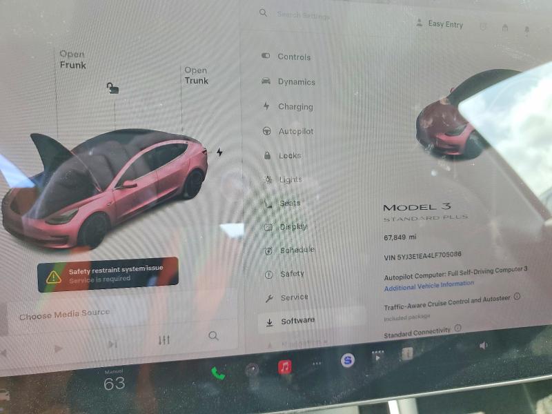 53617116 :رقم المزاد ، 5YJ3E1EA4LF705086 vin ، 2020 Tesla Model 3 مزاد بيع