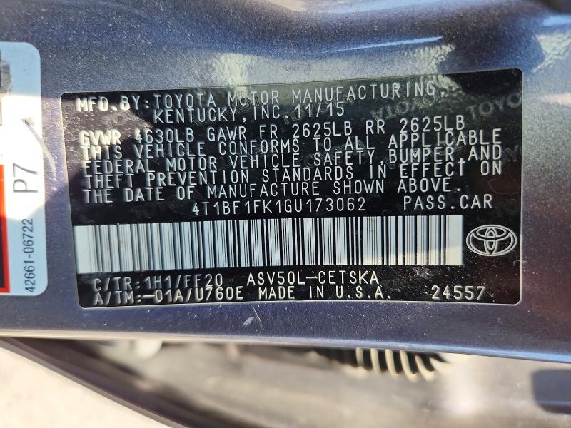 Продажа на аукционе авто 2016 Toyota Camry, vin: 4T1BF1FK1GU173062, номер лота: 53314776