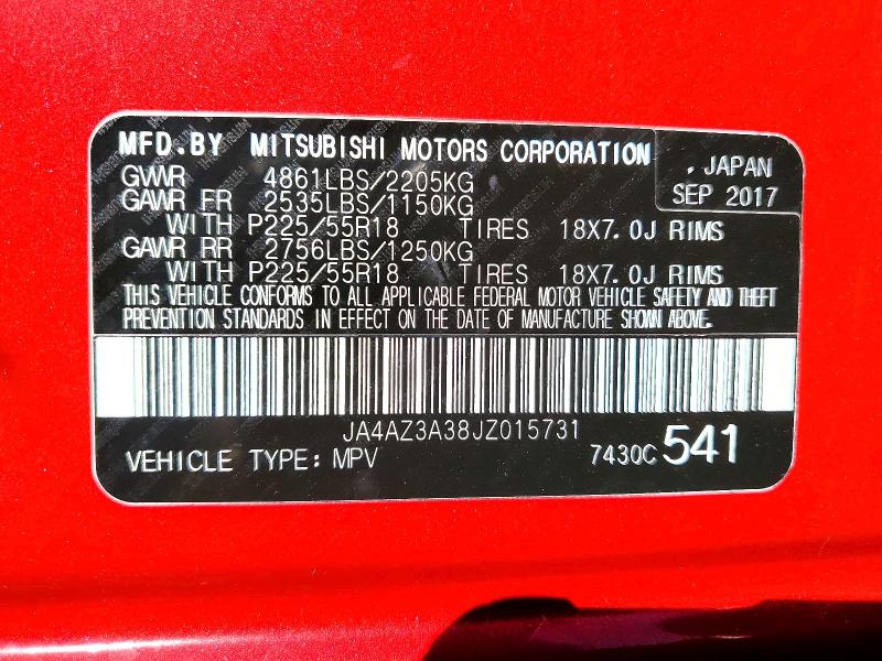 Aukcja sprzedaży 2018 Mitsubishi Outlander, vin: JA4AZ3A38JZ015731, numer aukcji: 53178956