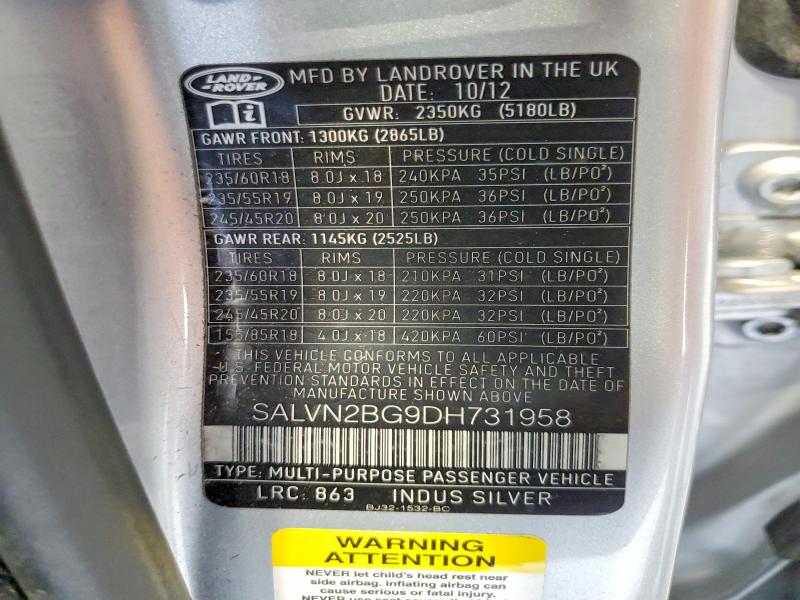 53095576 :رقم المزاد ، SALVN2BG9DH731958 vin ، 2013 Land Range Rove مزاد بيع