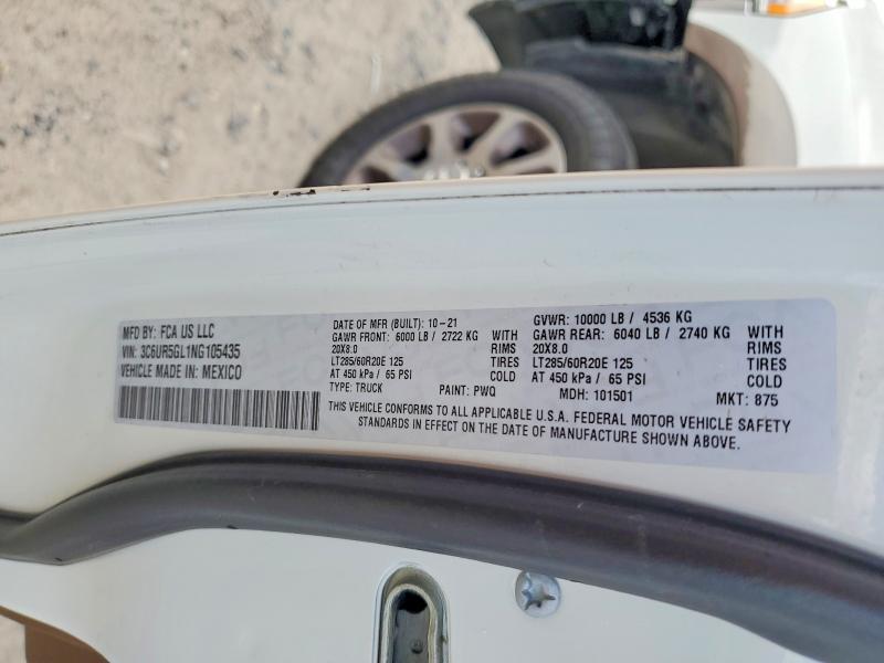 54256406 :رقم المزاد ، 3C6UR5GL1NG105435 vin ، 2022 Ram 2500 مزاد بيع