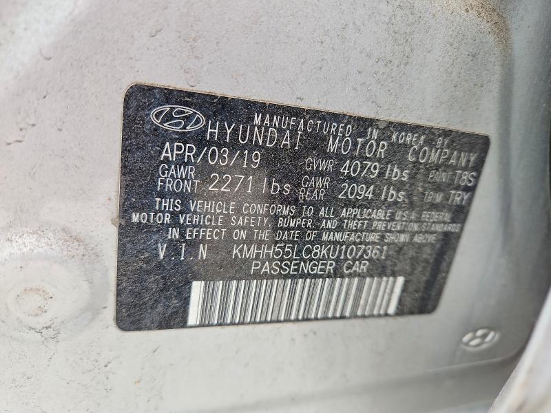 Aukcja sprzedaży 2019 Hyundai Elantra Gt, vin: KMHH55LC8KU107361, numer aukcji: 53019776