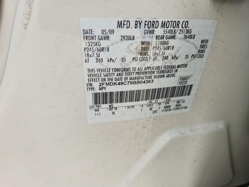Продажа на аукционе авто 2009 Ford Edge, vin: 2FMDK49C79BB04363, номер лота: 52553326