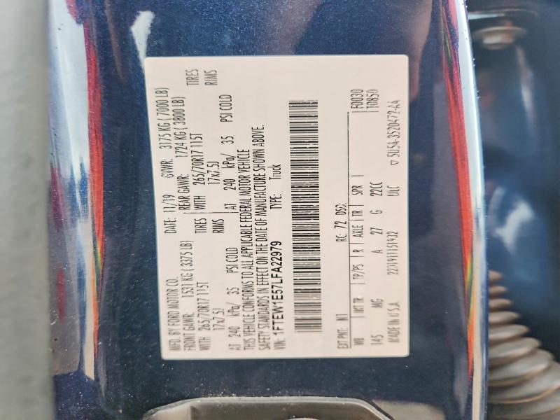 Продаж на аукціоні авто 2020 Ford F150, vin: 1FTEW1E57LFA22979, номер лоту: 52000376