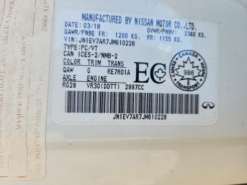 54981376 :رقم المزاد ، JN1EV7AR7JM610228 vin ، 2018 Infiniti Q50 مزاد بيع