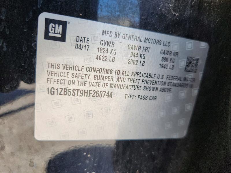 2017 Chevrolet Malibu მანქანა იყიდება აუქციონზე, vin: 1G1ZB5ST9HF260744, აუქციონის ნომერი: 52538326