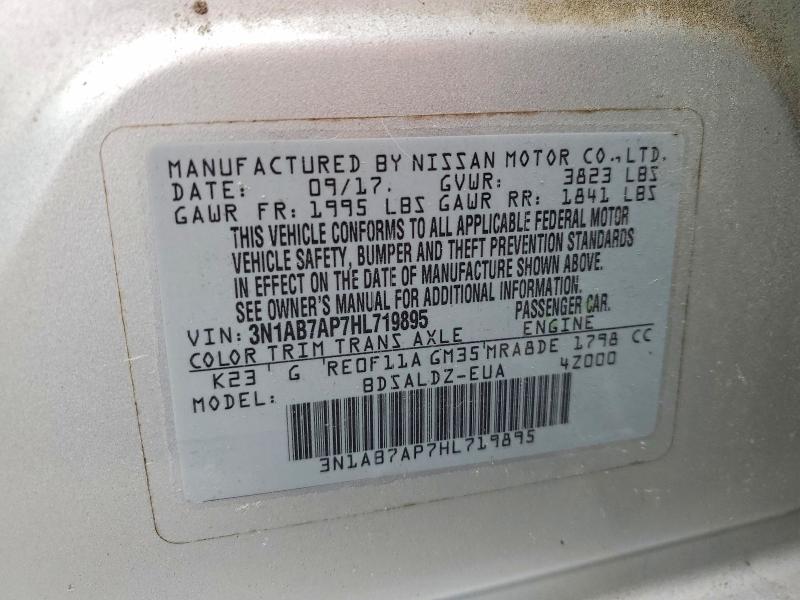 2017 Nissan Sentra მანქანა იყიდება აუქციონზე, vin: 3N1AB7AP7HL719895, აუქციონის ნომერი: 51856076