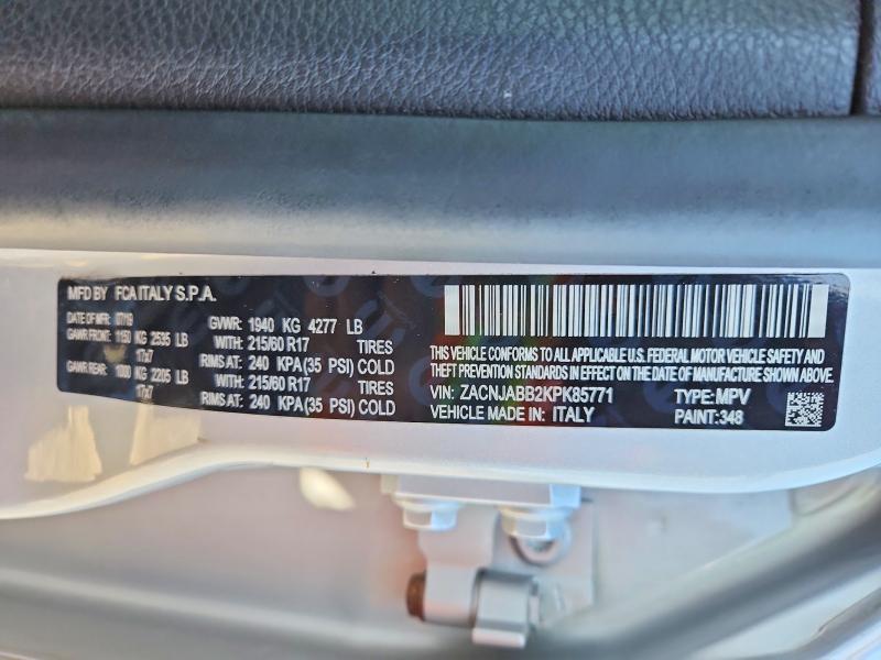 Aukcja sprzedaży 2019 Jeep Renegade, vin: ZACNJABB2KPK85771, numer aukcji: 51643716