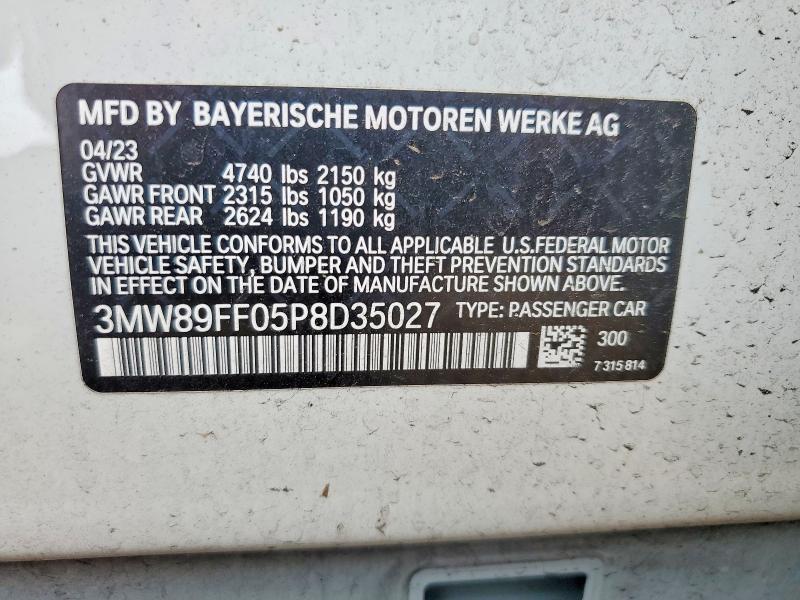 Продажа на аукционе авто 2023 Bmw 330xi, vin: 3MW89FF05P8D35027, номер лота: 55584826