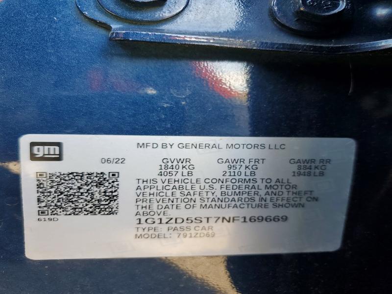 Продаж на аукціоні авто 2022 Chevrolet Malibu, vin: 1G1ZD5ST7NF169669, номер лоту: 52878666