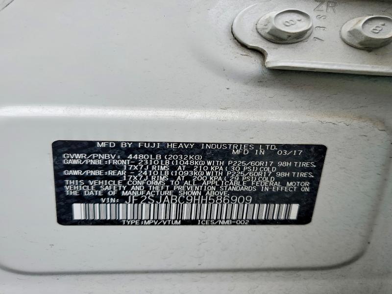54997566 :رقم المزاد ، JF2SJABC9HH586909 vin ، 2017 Subaru Forester مزاد بيع