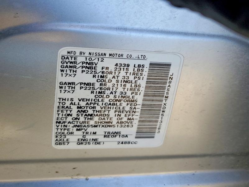 Продаж на аукціоні авто 2013 Nissan Rogue, vin: JN8AS5MTXDW513263, номер лоту: 54696156