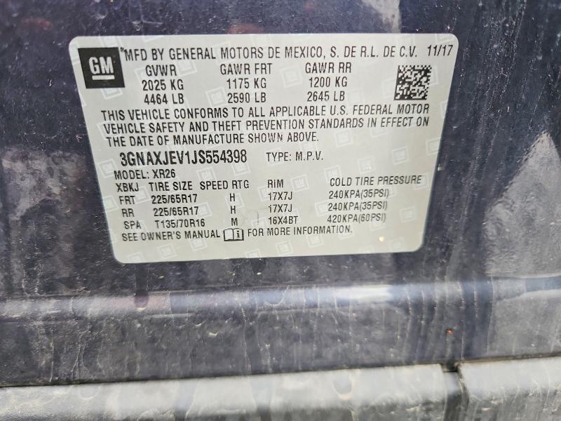 Продажа на аукционе авто 2018 Chevrolet Equinox, vin: 3GNAXJEV1JS554398, номер лота: 52910956