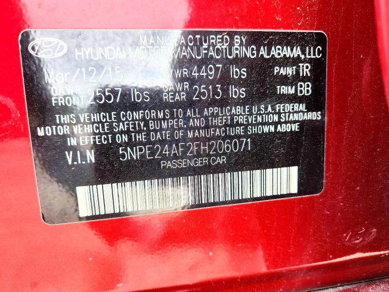 Продаж на аукціоні авто 2015 Hyundai Sonata, vin: 5NPE24AF2FH206071, номер лоту: 52913076