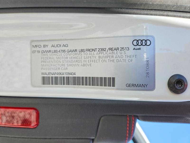 Продаж на аукціоні авто 2019 Audi A4, vin: WAUENAF46KA109404, номер лоту: 53053916