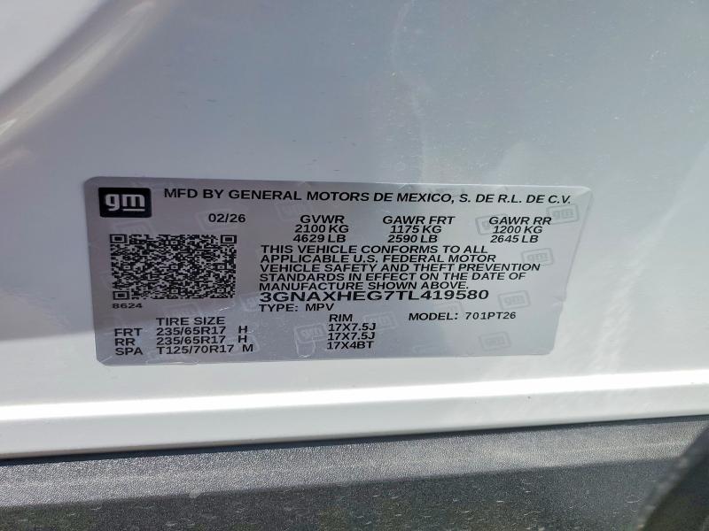 Продажа на аукционе авто 2026 Chevrolet Equinox, vin: 3GNAXHEG7TL419580, номер лота: 51997036