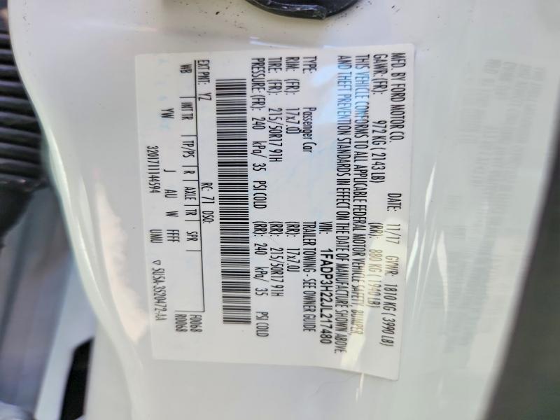 Aukcja sprzedaży 2018 Ford Focus, vin: 1FADP3H22JL217480, numer aukcji: 54293606