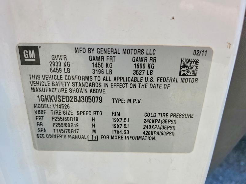 Aukcja sprzedaży 2011 Gmc Acadia, vin: 1GKKVSED2BJ305079, numer aukcji: 52242276