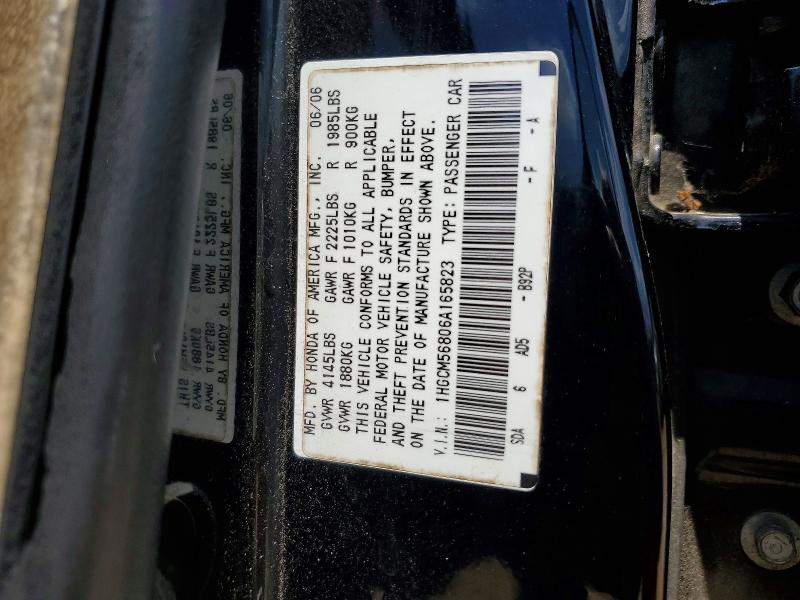 Aukcja sprzedaży 2006 Honda Accord, vin: 1HGCM56806A165823, numer aukcji: 53469486