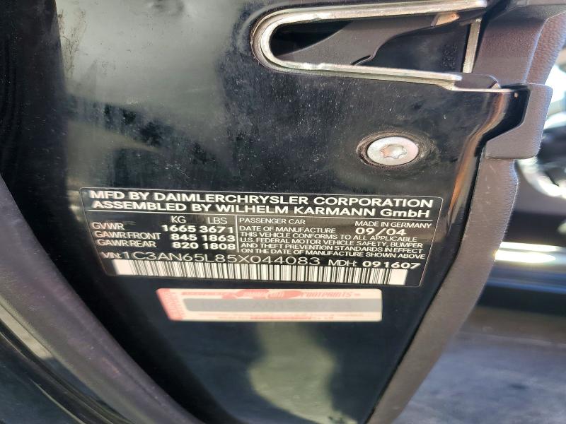 2005 Chrysler Crossfire მანქანა იყიდება აუქციონზე, vin: 1C3AN65L85X044083, აუქციონის ნომერი: 52835236