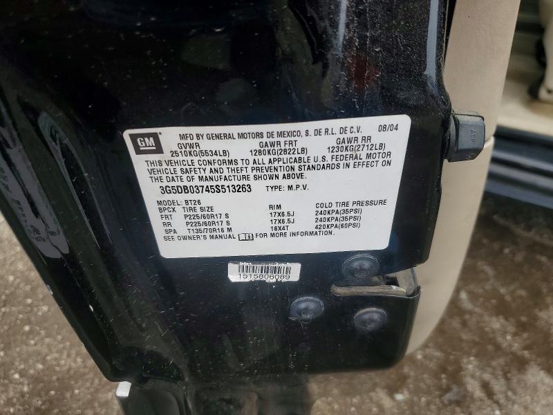 2005 Buick Rendezvous მანქანა იყიდება აუქციონზე, vin: 3G5DB03745S513263, აუქციონის ნომერი: 53904096