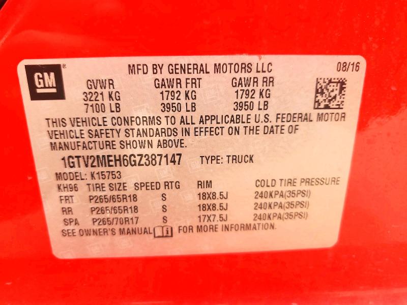 Продаж на аукціоні авто 2016 Gmc Sierra, vin: 1GTV2MEH6GZ387147, номер лоту: 53320376