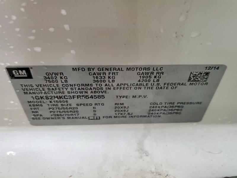 52886666 :رقم المزاد ، 1GKS2HKC3FR554585 vin ، 2015 Gmc Yukon Xl مزاد بيع