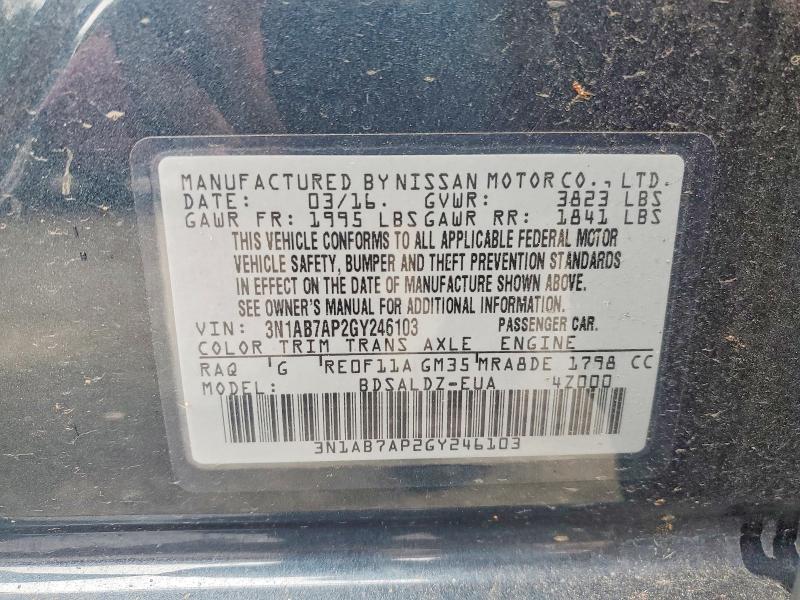 Продажа на аукционе авто 2016 Nissan Sentra, vin: 3N1AB7AP2GY246103, номер лота: 54005736