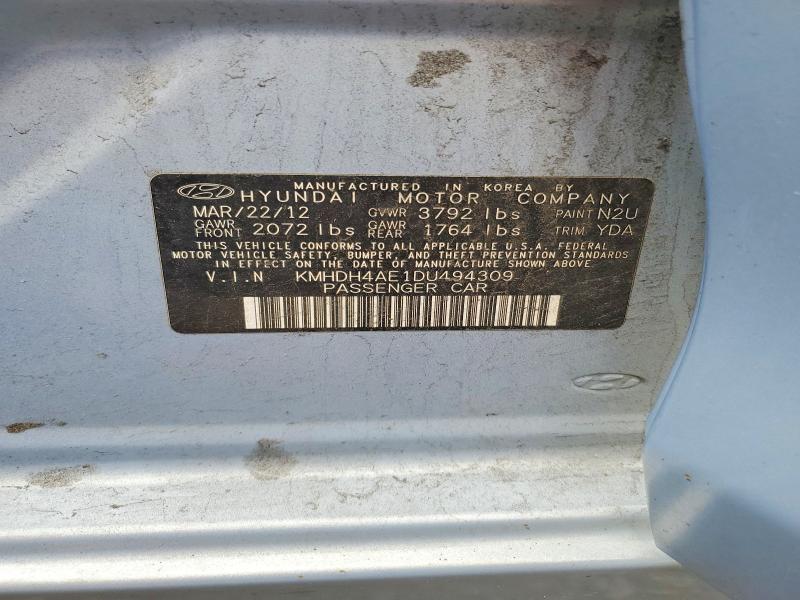 Продажа на аукционе авто 2013 Hyundai Elantra, vin: KMHDH4AE1DU494309, номер лота: 52355856