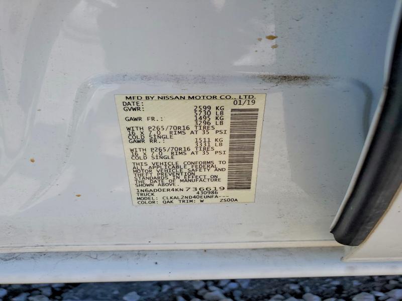 Aukcja sprzedaży 2019 Nissan Frontier, vin: 1N6AD0ER4KN736619, numer aukcji: 52736996