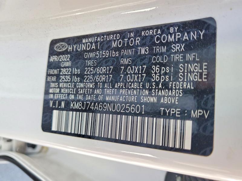 2022 Hyundai Nexo მანქანა იყიდება აუქციონზე, vin: KM8J74A69NU025601, აუქციონის ნომერი: 55402406