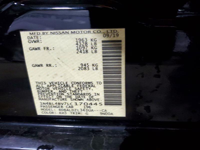Продаж на аукціоні авто 2020 Nissan Altima, vin: 1N4BL4BV7LC170445, номер лоту: 55357336