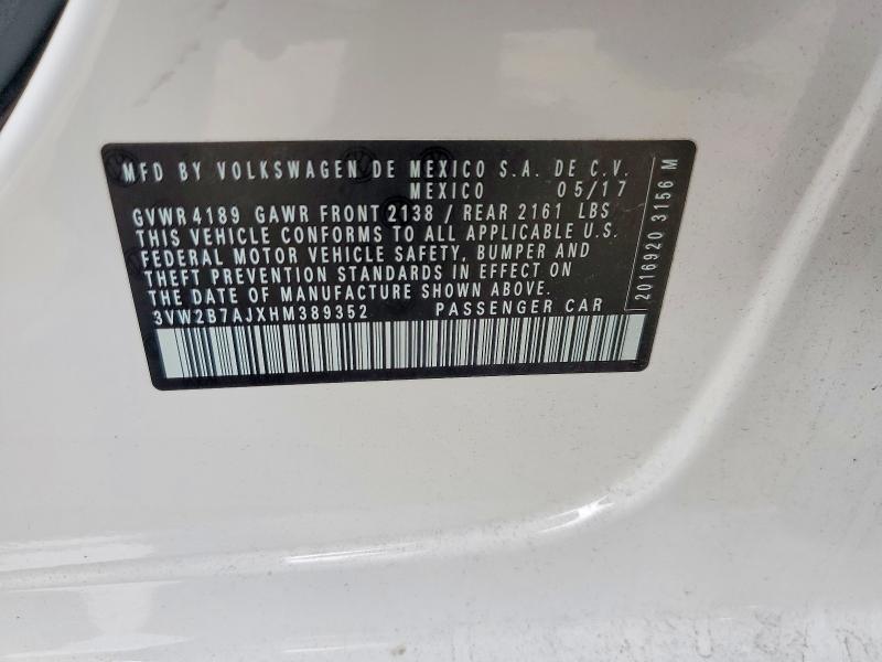 Продаж на аукціоні авто 2017 Volkswagen Jetta, vin: 3VW2B7AJXHM389352, номер лоту: 54858846