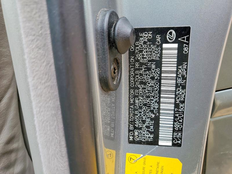 2003 Lexus Es მანქანა იყიდება აუქციონზე, vin: JTHBF30GX36013926, აუქციონის ნომერი: 53025966