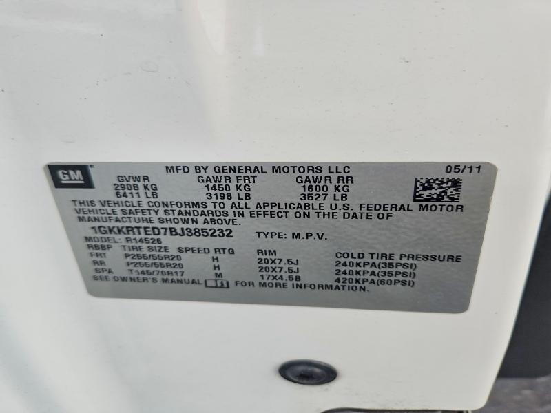 Продаж на аукціоні авто 2011 Gmc Acadia, vin: 1GKKRTED7BJ385232, номер лоту: 52201346