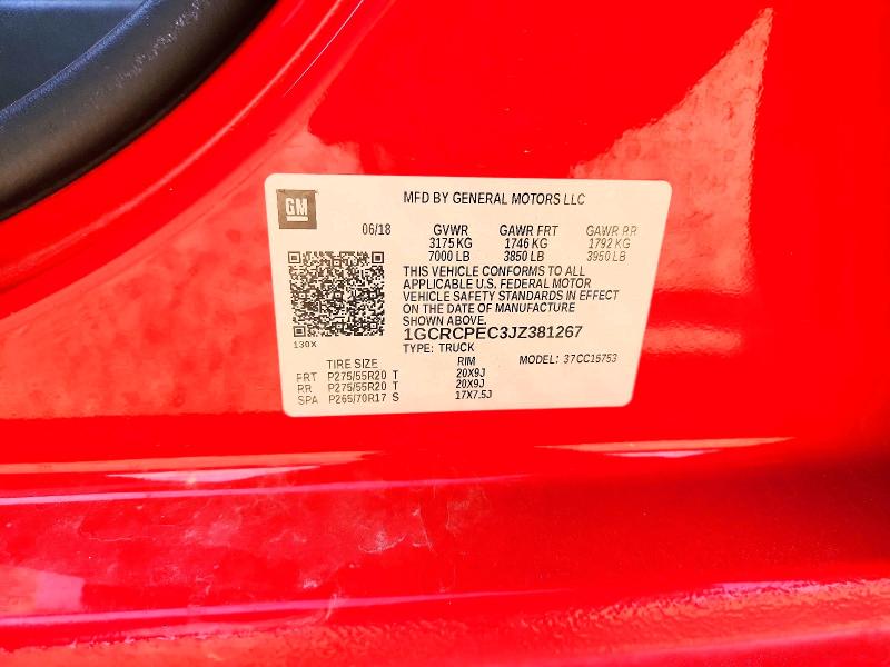 Продажа на аукционе авто 2018 Chevrolet Silverado, vin: 1GCRCPEC3JZ381267, номер лота: 53432486