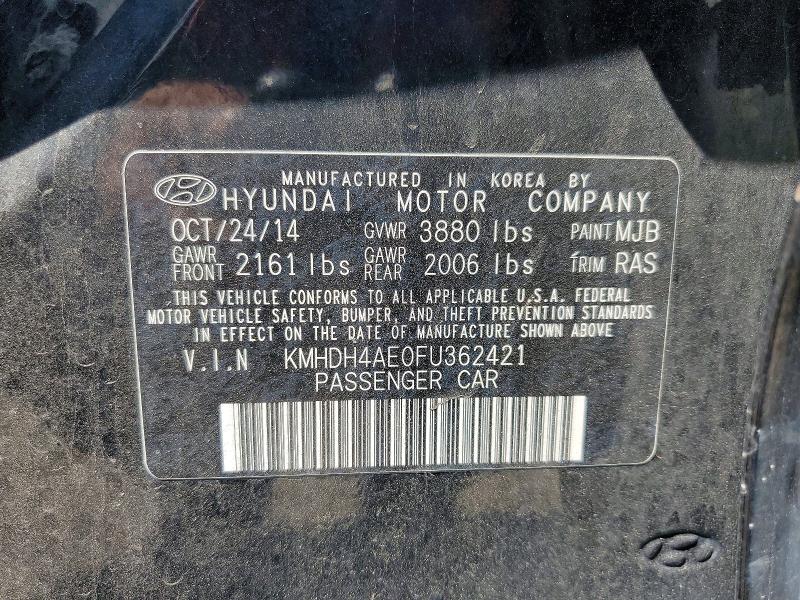 Aukcja sprzedaży 2015 Hyundai Elantra, vin: KMHDH4AE0FU362421, numer aukcji: 52775316