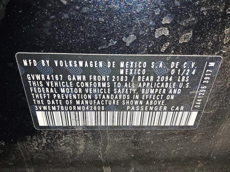 54612596 :رقم المزاد ، 3VWEM7BU0RM042808 vin ، 2024 Volkswagen Jetta مزاد بيع