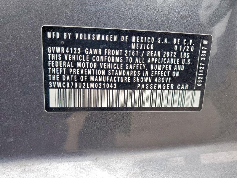 Продажа на аукционе авто 2020 Volkswagen Jetta, vin: 3VWCB7BU2LM021043, номер лота: 52966886