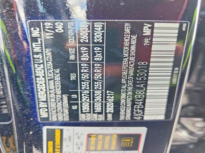 54141366 :رقم المزاد ، 4JGFB4KB8LA153018 vin ، 2020 Mercedes-benz Gle مزاد بيع