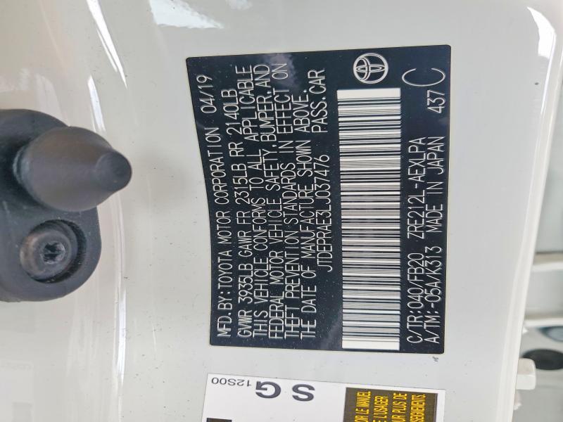 55381776 :رقم المزاد ، JTDEPRAE3LJ037476 vin ، 2020 Toyota Corolla مزاد بيع