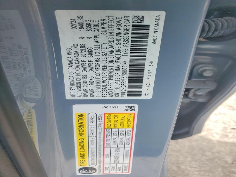 Aukcja sprzedaży 2024 Honda Civic, vin: 2HGFE2F57RH555144, numer aukcji: 55175316