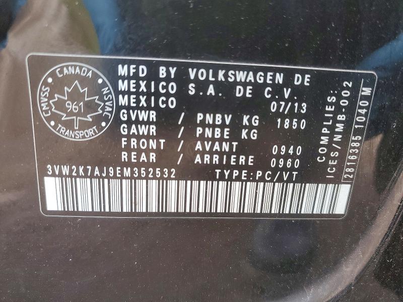 53769856 :رقم المزاد ، 3VW2K7AJ9EM352532 vin ، 2014 Volkswagen Jetta مزاد بيع