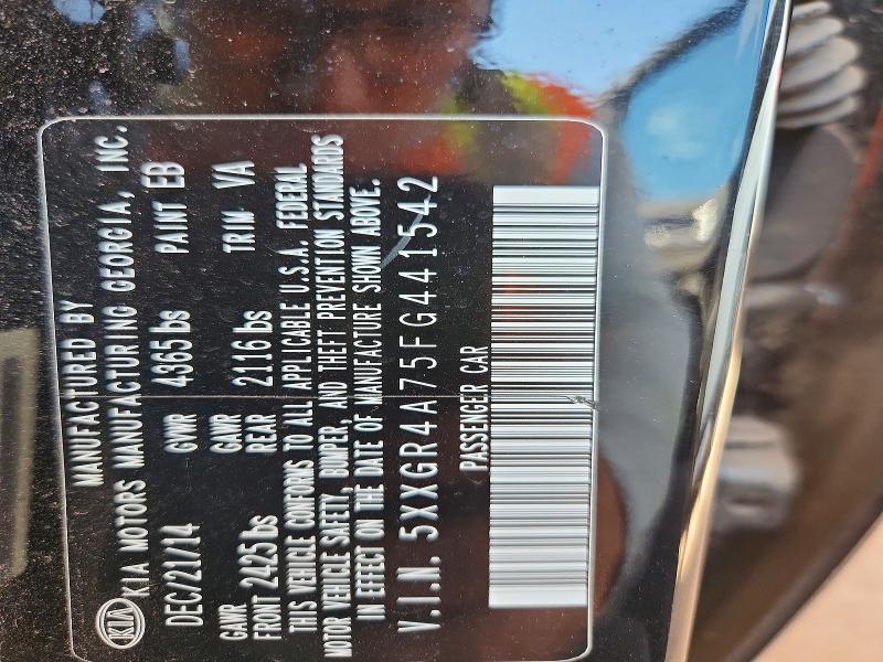 53290136 :رقم المزاد ، 5XXGR4A75FG441542 vin ، 2015 Kia Optima مزاد بيع