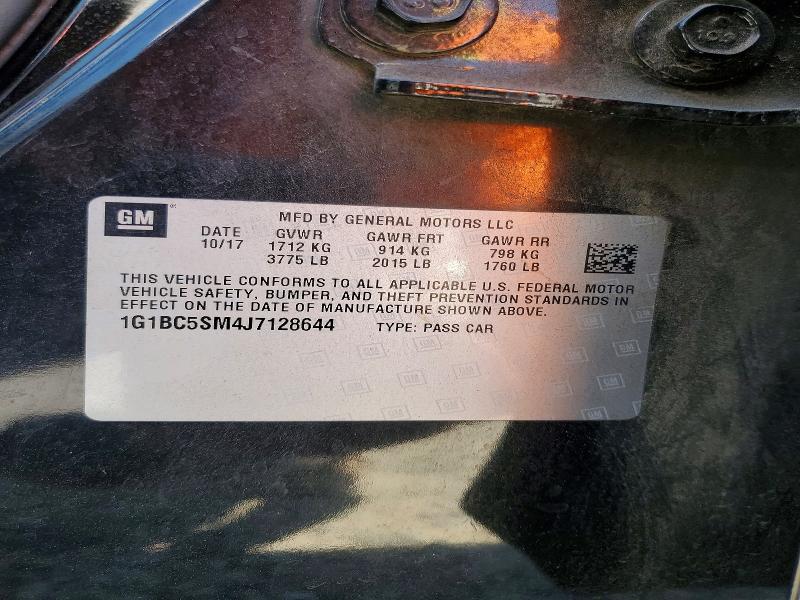 Auction sale of the 2018 Chevrolet Cruze, vin: 1G1BC5SM4J7128644, lot number: 53075186
